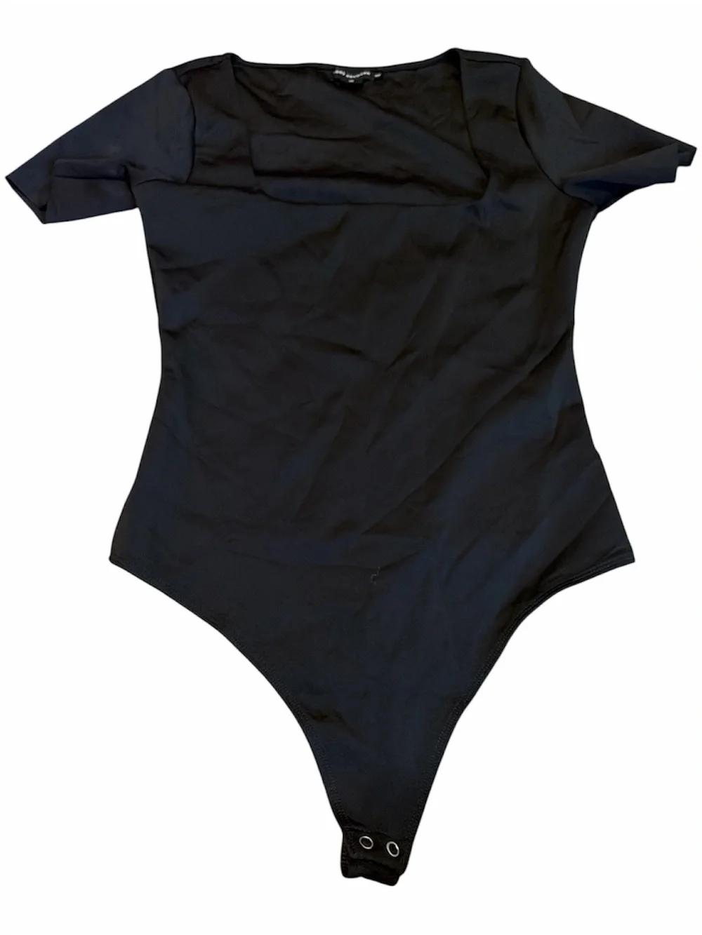 Good American Scuba Modern Square Neck Short Sleeve Bodysuit Black M Sculpting